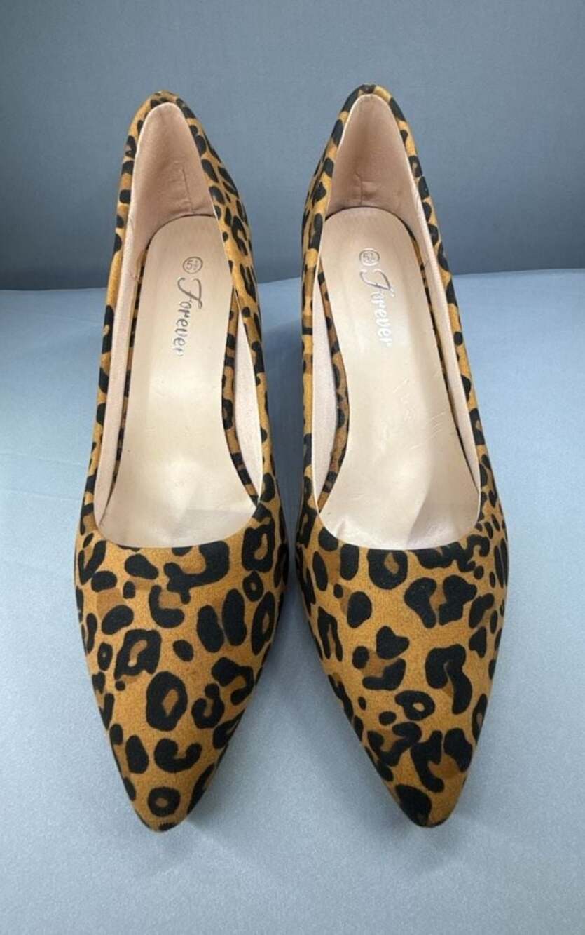 Forever Leopard Print Pointed Toe Kitten Heel Pumps Autumn Wedding Guest